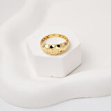 14 Ayar Yuvarlak Desenli Altın Yüzük