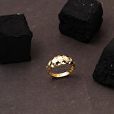 14 Ayar Yuvarlak Desenli Altın Yüzük