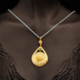 Tuğralı 14 Ayar Altın Damla Kolye Ucu