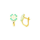 Su Yeşili Yonca Çocuk Küpesi 14 Ayar