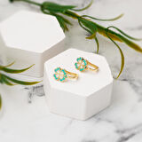 Su Yeşili Yonca Çocuk Küpesi 14 Ayar