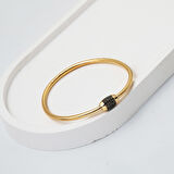 Oniks Taşlı Altın İtaly Bileklik 14 Ayar