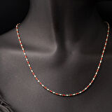 Kırmızı Mineli 14 Ayar Altın Zincir Kolye