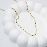 14 Ayar Altın Yeşil Mineli Zincir Kolye