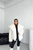 Dipmoda kadın oversize çıtçıtlı ithal kürk mont DPG037