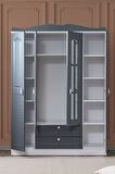 Gardırop, Country MDF 4 Kapaklı Dolap, Antrasit