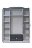 Gardırop, Country MDF 4 Kapaklı Dolap, Antrasit