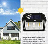 Wellhise 618-3 Üçlü Solar Rustik Duvar Apliği Güneş Enerjili Sensörlü Solar Aplik