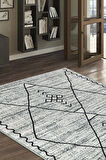 PALERMO 6814A Gri Çift Taraflı Yıkanabilir Dokuma Kolay Temizlenir Halı Kilim