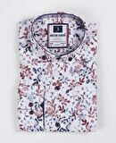 Erkek Çocuk Katlanır Kollu Çiçekli Slim Fit Gömlek