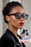Kadın Siyah Cat Eyes UV400 Güneş Gözlüğü 23006 C2 Açık Renk