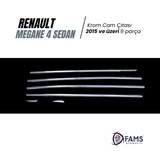 Renault Megane 4 Sedan Uyumlu Krom Cam Çıtası 6 Parça 2015 Ve Üzeri Paslanmaz Çelik