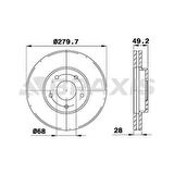 Nissan On Fren Aynası Havalı Nissan Primera P12 03-10 X-Traıl 01-10 Maxıma 10-> (280x5) - Braxıs Ae0137