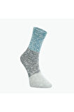 4'lü Turkuaz Flamlı Moline Kalın Pamuklu Soket Çorap