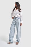 Kadın Snow Kot Rengi Süper Uzun Baggy Fit Denim
