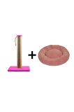 Pribor Kedi Tırmalama Tahtası 40 Cm Ve Kedi Simit Yatağı 50 Cm Çap Polar 2' Li Set Pembe-açık Pembe