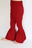 Kız Çocuk Kırmızı Ispanyol Paça Yüksek Bel Lastikli Yılbaşı Tayt Pantolon