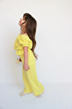 Kız Çocuk Gloria Sarı Şile Bezi Bluz Pantolon Takım