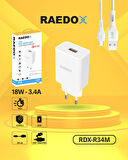 Raedox 18W 3.4A Micro Duvar Şarjı
