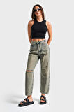 Kadın T.Kot Rengi 12s5-46 Relax Fit %100 Koton Yırtık Detaylı Denim Jean