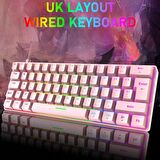 T60 Blue Switch Pembe Türkçe Q Gaming Typ-C Oyuncu Klavyesi