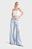 Kadın Snow Kot Rengi 17S5-3 Palazzo Fit Denim Pantolon