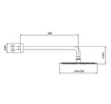 Ar Efes Tepe Duş Başlığı (250x250 mm) Duvardan Borulu (L=388mm) 102145088 