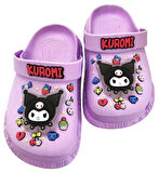 Kuromi Kız Çocuk Lila Kaymaz Taban Işıklı Terlik Havuz Plaj Sandaleti