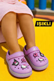 Kız Çocuk Lila Kuromi Baskılı Tabanı Işıklı Plaj Havuz Terliği & Sandaleti