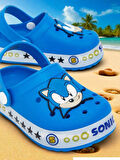 Erkek Çocuk Kaymaz Taban Sonic Figürlü Işıklı Plaj Havuz Terliği Sandaleti 