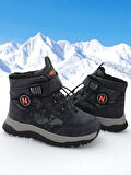 Erkek Çocuk Suya Soğuk Havaya Dayanıklı Cırtlı İçi Kürklü Siyah Kar Botu 