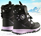 Kız Çocuk Suya Ve Soğuk Havaya Dayanıklı Kaymaz Taban Cırtlı Lacivert Pembe Kar Botu 