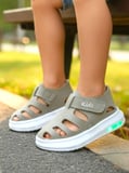 Işıklı Cırt Cırtlı Kız Çocuk Beyaz Yumuşak Ortopedik Taban Spor Sandalet Terlik