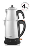 AR3051-INX Çaycı Lux Inox Paslanmaz Çelik Çay Makinesi (1.8 L Su Isıtıcı, 0.7 L Demlik Kapasite)