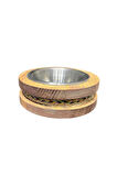 Fitline Tık Renkli Doğal Ahşap Çelik Kaseli Kaydırmaz Kedi Köpek Mama Kabı 18X18X5,4 Cm