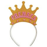 Prenses Eva Simli Taç - Gold Üzeri Pembe