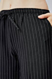 Kadın Pantolon Geniş Paça Yüksel Bel Cepli Çizgili Pantolon ÇİZGİLİ-PANTOLON