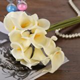 Yapay Çiçek Islak Gala Gerçeksi Eva Malzeme Cala Flower 8li KREM