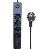 Grup Priz Akım Korumalı 4 Priz 3 USB Girişli Uzatma Kablosu Güç&Şarj