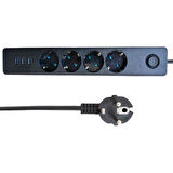 Grup Priz Akım Korumalı 4 Priz 3 USB Girişli Uzatma Kablosu Güç&Şarj