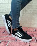 Bestof 074 Siyah Sneaker Düz Taban Hafif Rahat Spor Çift Ayakkabısı