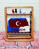 100tel Türkiye Haritası Motifli El Dokuması Hediyelik Minyatür Halı
