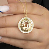 Lucky Life 925 Ayar Gumuss  Gold Allah Yazılı Kadın Kolye