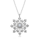 Lucky Life 925 Ayar Gumuss  İncili Kar Tanesi Kadın Kolye