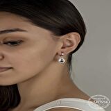 Swarovski Crystal Taşlı Lucky Life 925 Ayar Gumuss  Beyaz Sallantılı Kadın Küpe