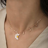 Lucky Life 925 Ayar Gumuss  Rose Papatya Seviyor Sevmiyor Kadın Kolye