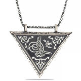 Lucky Life 925 Ayar Gumuss  Üçgen İçi Açılabilen Tuğra Muskalık Kolye