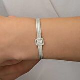 Lucky Life 925 Ayar Gumuss  Baget Taşlı Trabzon Hasır Kadın Bileklik