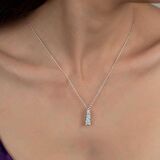 Swarovski Taşlı Lucky Life 925 Ayar Gumuss  Üçtaş Tektaş Bayan Kolye