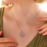 Lucky Life 925 Ayar Gumuss  Pembe Çiçek Kadın Kolye